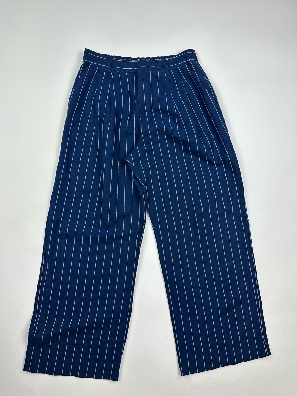 GAP Navy Blue Pinstripe Wide-Leg Trousers Officewear Lightweight